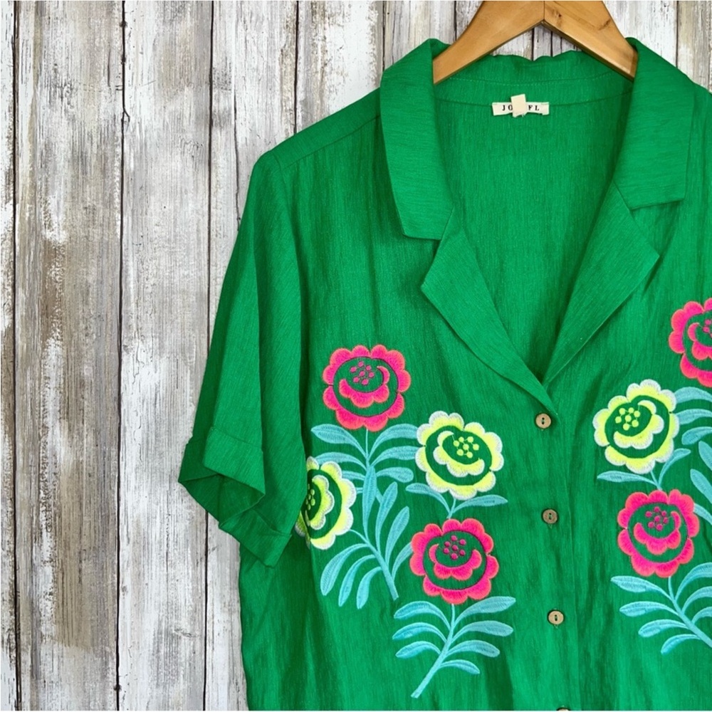 Jodifl Green Embroidered Floral Button Blouse/Cardigan - Picture 3 of 5